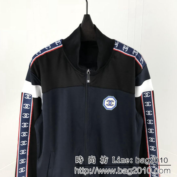 CHANEL香奈兒 小香中古系列 vintage ins超火拼色袖 串標飾帶 休閒運動套裝 情侶款 ydi1115